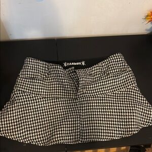 Carbon Black and White Skater Mini Skirt